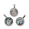 304 Stainless Steel with Paua Shell Pendants STAS-G268-02A-P-1