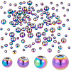   100Pcs 4 Style Rack Plating Rainbow Color 304 Stainless Steel Beads STAS-PH0004-34-1