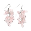 Natural Rose Quartz Chip Beaded Dangle Earrings EJEW-I264-01P-01-2