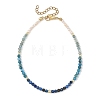 Natural Pearl Rice & Faceted Round Natural Kyanite & Apatite Beaded Anklets AJEW-AN00836-3