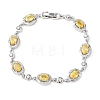 Oval Brass Micro Pave Cubic Zirconia Link Chain Bracelets for Women BJEW-D387-04P-04-4