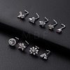 316L Surgical Stainless Steel Light Sky Blue Cubic Zirconia L-Shaped Nose Rings WG135CD-13-1