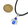 Angel Shape Alloy with Glass Pendant Necklaces NJEW-JN04560-03-3