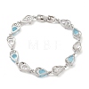 Glass Teardrop with Cubic Zirconia Link Chain Bracelet BJEW-M296-04P-3
