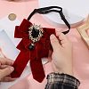 Polyester Bow Tie with Alloy Glass Brooch AJEW-WH0481-784C-3