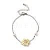 Sunflower Brass Cubic Zirconia Link Bracelets BJEW-A004-01-1