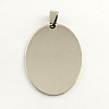 Non-Tarnish 201 Stainless Steel Oval Stamping Blank Tag Pendants STAS-S030-11-1
