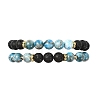 Adjustable Natural Apatite and Natural Lava Rock Stretch Bracelets BJEW-JB14150-04-3
