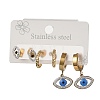3 Pairs Evil Eye 304 Stainless Steel Enamel Hoop & Stud Earring Sets EJEW-Z166-02G-02-2