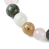 Natural Rose Quartz & Rainbow Moonstone & Sunstone & African Bloodstone Round Beaded Stretch Bracelets BJEW-JB10910-03-3