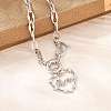 Mother's Day Brass Pave Clear Cubic Zirconia Mama Heart Pendant Necklaces NJEW-A071-04P-2