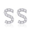 Brass Cubic Zirconia Stud Earrings EJEW-BB35118-S-1