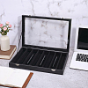 10-Slot MDF Covered with PU Leather Pen Organizer Display Cases with Acrylic Window Lid ODIS-WH0086-232B-02-4