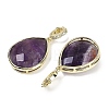 Natural Amethyst Faceted Teardrop Pendants G-B126-04G-07-2