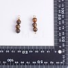 10Pcs Triple Natural Tiger Eye Round Beaded Connector Charms PALLOY-SW00003-06-8