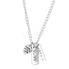 Valentine's Day Alloy and 201 Stainless Steel Word Love Pendant Necklaces NJEW-JN04693-2