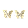 Rack Plating Brass Micro Pave Clear Cubic Zirconia Stud Earrings for Women EJEW-M260-13G-A-1