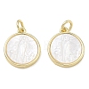Rack Plating Brass & Natural White Shell Pendants SH-CBA6629-32G-1