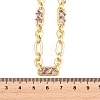 7MM Brass Pave Cubic Zirconia Figaro Chain Necklaces NJEW-D324-05G-02-2