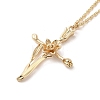 304 Stainless Steel Cross with Flower Pendant Necklaces for Women NJEW-A020-03C-G-1