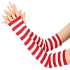 Stripe Acrylic Fibers Knitting Long Fingerless Gloves PW-WG9BE2E-05-1