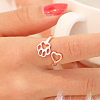 Paw Print with Heart Alloy Cuff Rings for Women WGE50A0-03-2