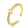 Clear Cubic Zirconia Initial Letter Open Cuff Ring RJEW-H120-09G-P-1