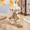 Wood Round Bead with Jute Cord Tassel Display Decorations HJEW-PH02453-4