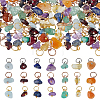 84Pcs 21 Styles Natural Garnet & Red Aventurine & Aquamarine & Citrine & Green Aventurine & Lapis Lazuli & Amethyst Chip Charms PALLOY-FH00142-1