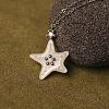 Ocean Alloy Resin Starfish Pendant Cable Chain Necklaces with Crystal Rhinestone for Women WGD688D-01-1