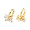 Bowknot Shape Rack Plating Brass Micro Pave Cubic Zirconia Hoop Earrings Finding KK-E084-46G-2