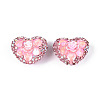 Heart Shape Polymer Clay Pave Rhinestone Beads RB-T018-03B-1