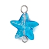 Starfish Gradient Color Baking Paint Transparent Glass Connector Charms PALLOY-JF03277-02-3