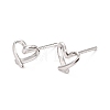 Anti-Tarnish Open Heart Rhodium Plated 925 Sterling Silver Stud Earrings EJEW-I259-07P-1