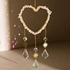Heart Natural Quartz Crystal Chips Hanging Ornaments HJEW-G024-01B-1