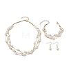 Round ABS Plastic Imitation Pearl Beads Necklace & Bracelet & Dangle Earring Sets for Women SJEW-JS01306-1