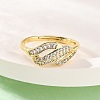 Brass Micro Pave Clear Cubic Zirconia Rings for Women RJEW-U047-14G-2