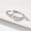 S925 Sterling Silver Adjustable Letter Rings for Women RJEW-M068-01P-V-5