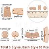 90Pcs 3 Style Unfinished Wood Connector Charms DIY-CA0004-66-2