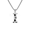 201 Stainless Steel Soccer Initial Pendant Necklacess for Men Women WG63E1E-03-1