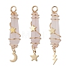 3Pcs 3 Styles Natural Rose Quartz Pointed Copper Wire Wrapped Faceted Bullet Big Pendants PALLOY-JF03572-05-1