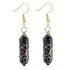 Obsidian Hexagon Handmade Copper Wire Wrapped Earrings Natural Stone Column Earrings ND6138-16-1