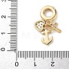 Brass Micro Pave Clear Cubic Zirconia European Dangle Charms KK-D502-04G-3