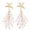 Alloy with Plastic Pearls Stud Tassel Earrings EJEW-Z172-06G-01-3