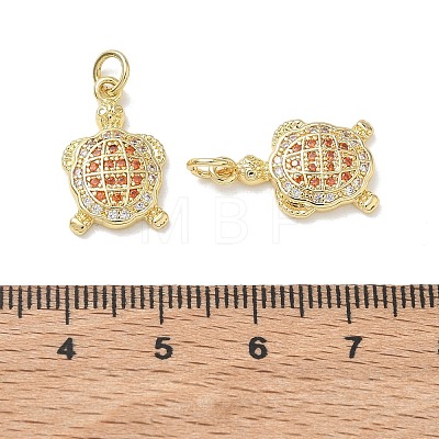 Brass Micro Pave Orange Red Cubic Zirconia Pendants KK-T085-21F-G-1