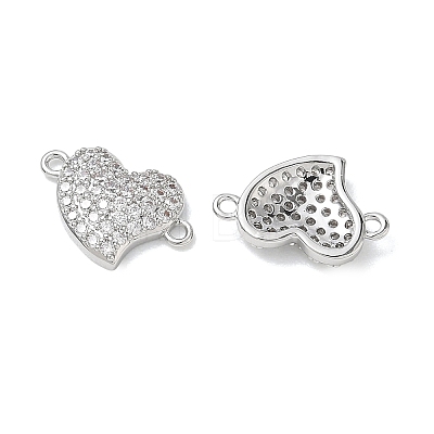 SHEGRACE Brass Micro Pave Clear Cubic Zirconia Connector Charms XGRQ3K904-563P-1