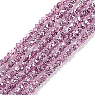 Electroplate Glass Beads Strands X-EGLA-R048-2mm-11-1