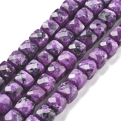 Dyed Natural Sesame Jasper Imitation Charoite Beads Strands G-C179-B03-01-1