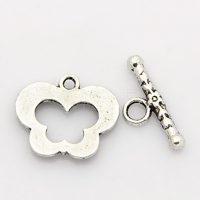 Tibetan Style Alloy Butterfly Toggle Clasps PALLOY-J471-28AS-1