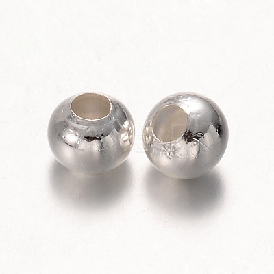 Silver Color Plated Iron Round Spacer Beads X-E188Y-S-1